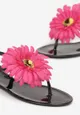 Czarne Sandały Japonki z Ozdobnym Kwiatem Navita