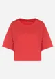 Czerwony Krótki T-shirt z Gładkiej Dzianiny Alinthea
