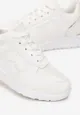 Białe Sneakersy na Grubej Podeszwie z Metaliczną Wstawką Leesa