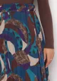 Fioletowo-Niebieska Plisowana Spódnica Maxi Ozdobiona Abstrakcyjnym Wzorem Fitsumena