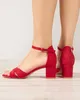 Czerwone damskie sandały na słupku Nenki- Obuwie - Czerwony