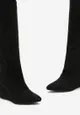 Czarne Kozaki przed Kolano na Koturnie ze Szpiczastym Noskiem Tarbina
