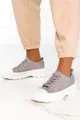 Szare trampki na platformie damskie buty sportowe sznurowane casu zy202-26
