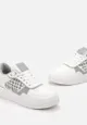 Białe Sneakersy na Niskiej Platformie z Tweedową Wstawką Niman