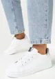 Biało-Srebrne Sneakersy z Małymi Wstawkami na Języku i Zapiętku Deneld