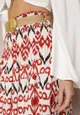 Czerwona Wiskozowa Spódnica Maxi z Paskiem z Klamerką i Cienkimi Gumkami w Talii Gama