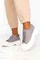 Szare trampki na platformie damskie buty sportowe sznurowane casu zy202-26