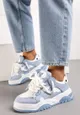 Niebieskie Sneakersy na Niskiej Platformie z Grubymi Sznurówkami Nerisses