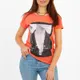 Koralowy t-shirt damski z printem i brokatem - Odzież - Koralowy || Czerwony