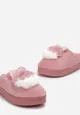 Różowe Płaskie Kapcie z Aplikacją 3D w Kształcie Króliczka Munere