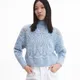 Ażurowy sweter oversize - Niebieski