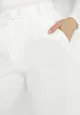 Białe Spodnie Cygaretki z Wysokim Stanem i Gumką w Pasie Elexis