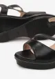 Czarne Sandały na Koturnie z Otwartym Noskiem Cortlin