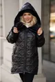 Czarna ciepła pikowana kurtka z misiem - Polin