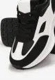 Czarne Sneakersy na Grubej Podeszwie z Modnymi Wstawkami Amonia
