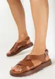 Brązowe Sandały z Paskami Naralet
