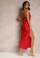 Czerwona Sukienka Maxi z Odkrytymi Plecami z Rozcięciem na Dole Zirthi