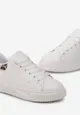 Biało-Brązowe Sznurowane Sneakersy z Metaliczną Wstawką i Żłobieniami Komparre