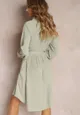 Jasnozielona Koszulowa Sukienka Mini Bawełniana Zenata