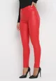 Czerwone Spodnie Skinny z Imitacji Skóry Daciss