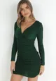 Zielona Sukienka Marszczona z Metaliczną Nicią Tolemy