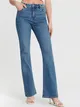 Wygodne jeansy o kroju flare wykonane z bawełnyz dodatkiem elastycznych włókien. - granatowy