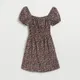 Wzorzysta sukienka mini z bufiastym rękawem - Wielobarwny