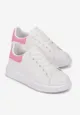 Biało-Różowe Sznurowane Sneakersy na Grubej Podeszwie Wicky