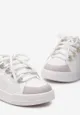 Biało-Złote Sneakersy Trampki z Ozdobnymi Sznurówkami Leahia