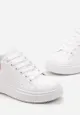 Biało-Różowe Sneakersy z Ekoskóry na Grubej Podeszwie ze Sznurowaniem Serizia
