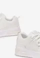 Białe Sneakersy na Platformie z Imitacji Skóry z Przeszyciami i Sznurowaniem Celende