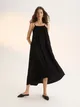 Długa sukienka z EcoVero™ - Czarny