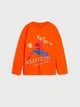 Wygodna, bawełniana koszulka z nadrukiem Spidermana. - pomarańczowy