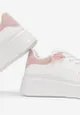 Różowe Sneakersy na Grubej Podeszwie z Naszywką Chonris