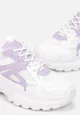 Biało-Fioletowe Sznurowane Sneakersy na Grubej Podeszwie z Ozdobnymi Wstawkami Yifa