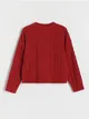 Sweter o prostym fasonie, wykonany z szenilowej tkaniny. - czerwony