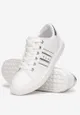 Biało-Srebrne Sznurowane Buty Sportowe z Wstawkami Hasoi