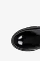 Czarne botki skórzane damskie na platformie lakierowane z gumką złota ozdoba produkt polski casu 60453