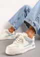 Biało-Niebieskie Sneakersy na Niskiej Platformie z Grubym Sznurowaniem i Podwójnym Językiem Minseja