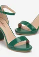 Zielone Sandały Lakierowane na Słupku Sassei