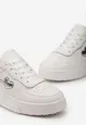 Białe Sznurowane Sneakersy na Grubej Podeszwie z Brokatowym Zdobieniem Anaieli