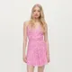 Różowa sukienka mini z wiskozy - Wielobarwny