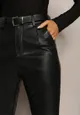 Czarne Spodnie z Imitacji Skóry High Waist Arillia