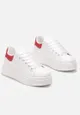 Biało-Czerwone Sneakersy przed Kostkę na Grubej Podeszwie Arionn