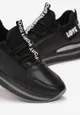 Czarne Sneakersy na Platformie z Metaliczną Wstawką Constony