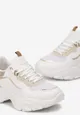 Biało-Złote Sneakersy przed Kostkę na Grubej Podeszwie z Metalicznymi Wstawkami Sepella