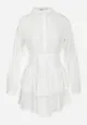 Biała Sukienka Mini z Falbaną i Guzikami Othia