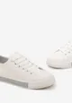 Biało-Szare Sneakersy przed Kostkę w Stylu Trampków Qulira