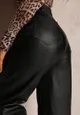 Czarne Spodnie z Imitacji Skóry Szerokie Narash