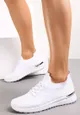 Białe Buty Sportowe Sznurowane z Metaliczną Wstawką Avalisse